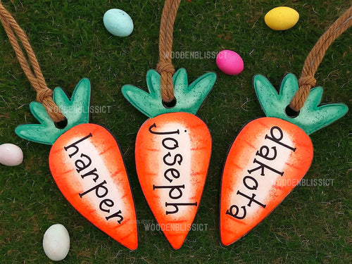 Personalized Easter Carrot Basket Tags, Ships Next Day, Party Gift Favors, Spring Decor, Easter Bunny, Basket Idea, Gifts for Kids
