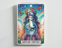Load image into Gallery viewer, Earth Day Everyday Light Switch Cover, Bathroom Bedroom Decor, House warming, Single Standard Switch option, Renter Friendly, Home Decor
