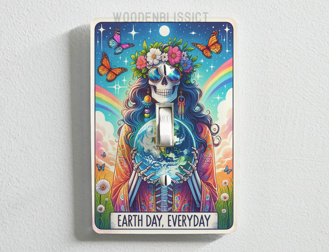 Earth Day Everyday Light Switch Cover, Bathroom Bedroom Decor, House warming, Single Standard Switch option, Renter Friendly, Home Decor