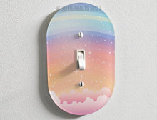 Load image into Gallery viewer, Dreamy Rainbow Cloud Light Switch Cover, Laser Cut Acrylic, Home Decor, Single Standard or Rocker Switch, Cute Switch Cover, Kids Room Decor
