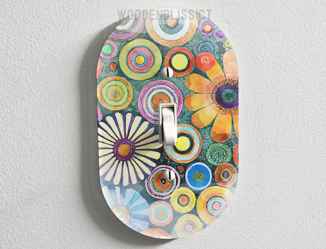 Light Switch Cover, Watercolor Floral Splashes, Laser Cut Acrylic, Home Decor, Single Standard or Rocker Switch, Cute Switch Cover