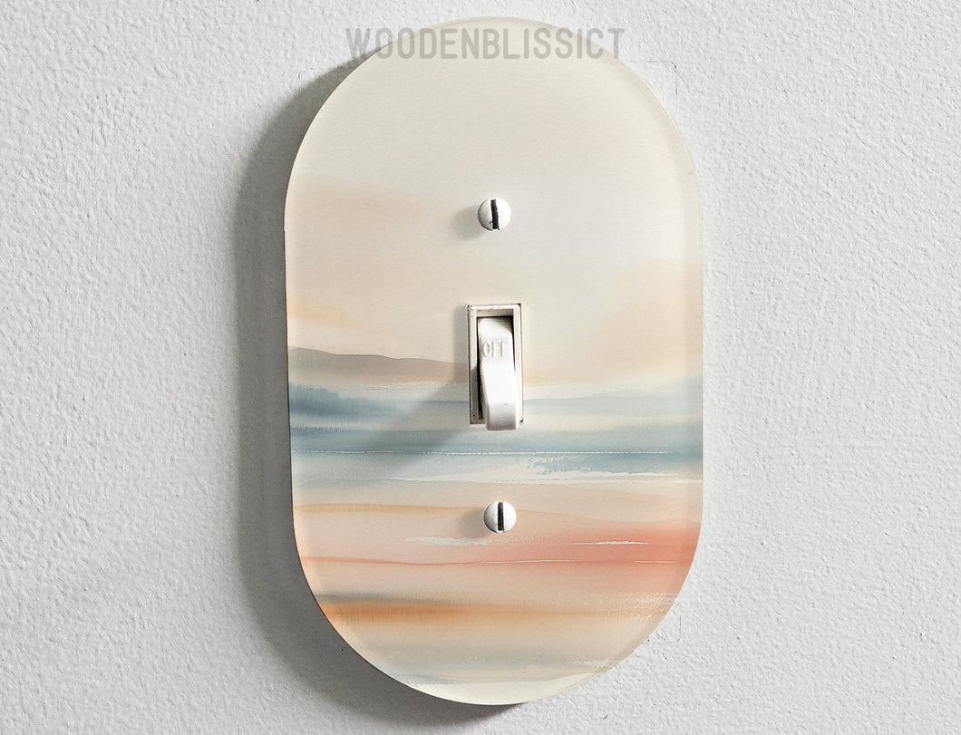 Light Switch Cover, Serene Sunset Ocean Abstract, Shiny Acrylic, Home Decor, Single Standard or Rocker Switch, Modern, Bedroom Decor