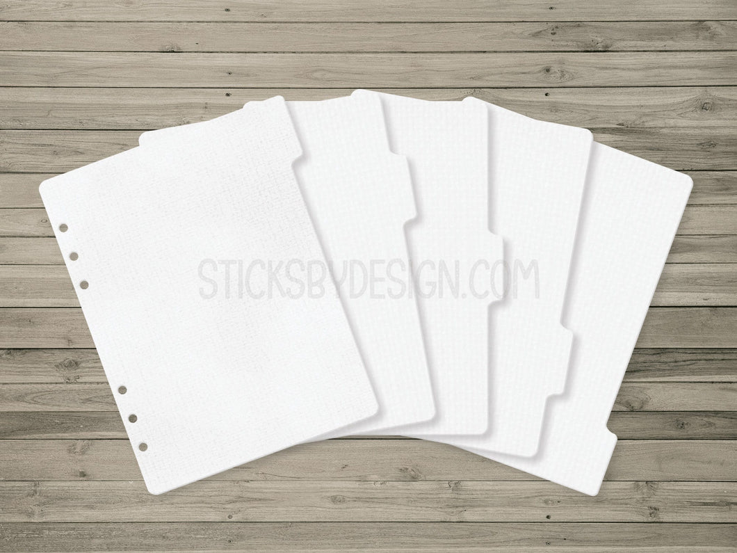 White Planner Dividers | A5 | Happy Planner Disc | Personal | 5 or 6 Tabs for Ring Planners | Laminated | Laminated | Chic | Minimalistic