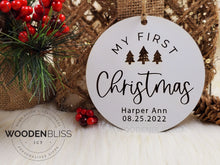 Load image into Gallery viewer, Frosted Baby&#39;s First Christmas Ornament 2022, Personalized Ornaments, Baby Gift, Baby Shower Gift, First Birthday Gift, Gift for Her
