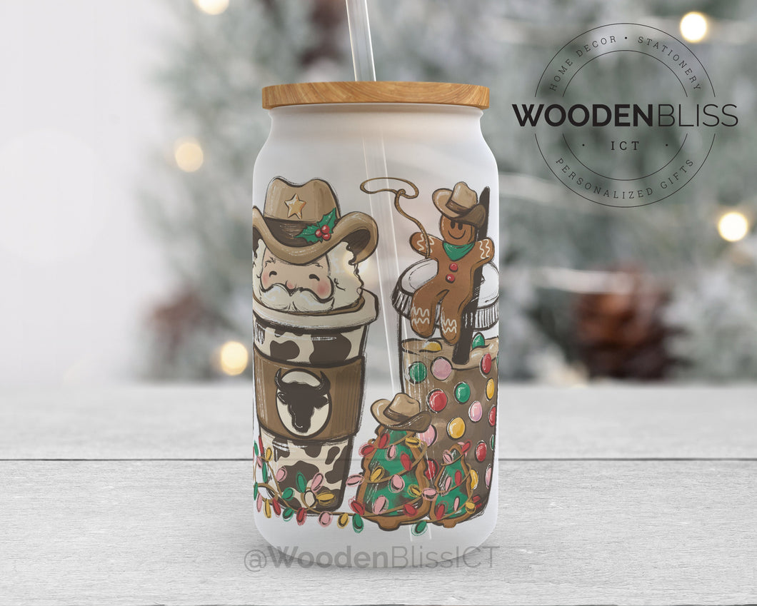 Personalized Iced Coffee Glass with Bamboo Lid