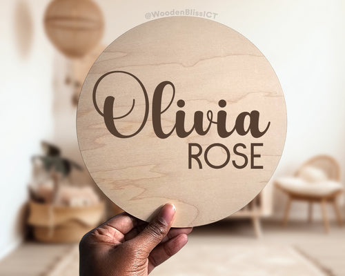 Engraved Baby Name Sign, Personalized Baby Shower Gift, Nursery Decor, Gender Reveal, Round Wood Sign, Baby Nursery Sign, Baby Milestone