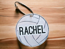 Load image into Gallery viewer, Personalized Softball Baseball Name Bag Tags, 3&quot; Acrylic Backpack Keychain, Party Gift Favors, Volleyball, Basketball, Soccer Lovers
